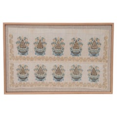 Framed Antique Ottoman Embroidery Fragment , Late 19th Century.
