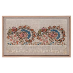 Framed Antique Ottoman Embroidery Fragment, Turkey