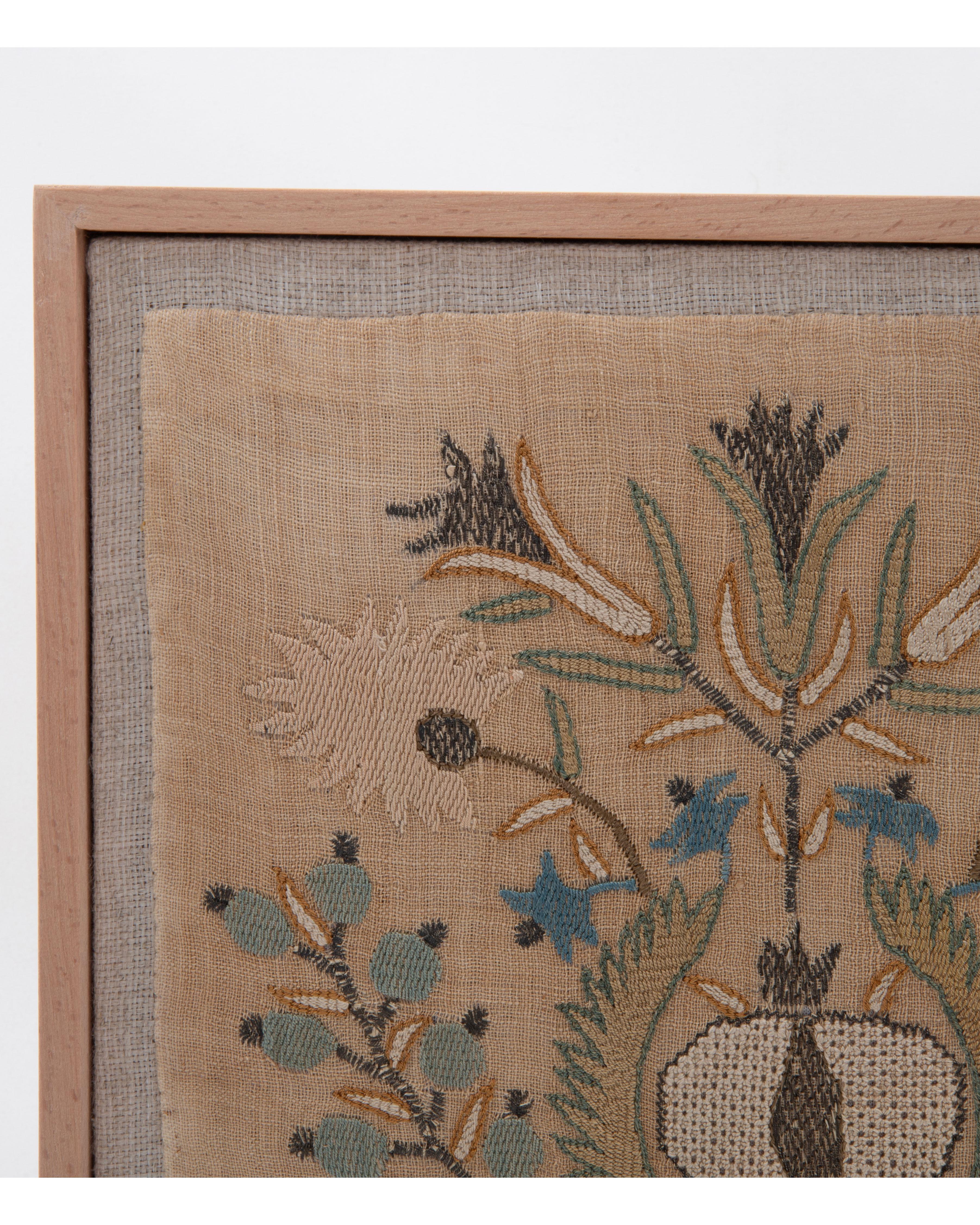Artisanat Fragment de broderie ottomane / Greet encadré, Turquie en vente