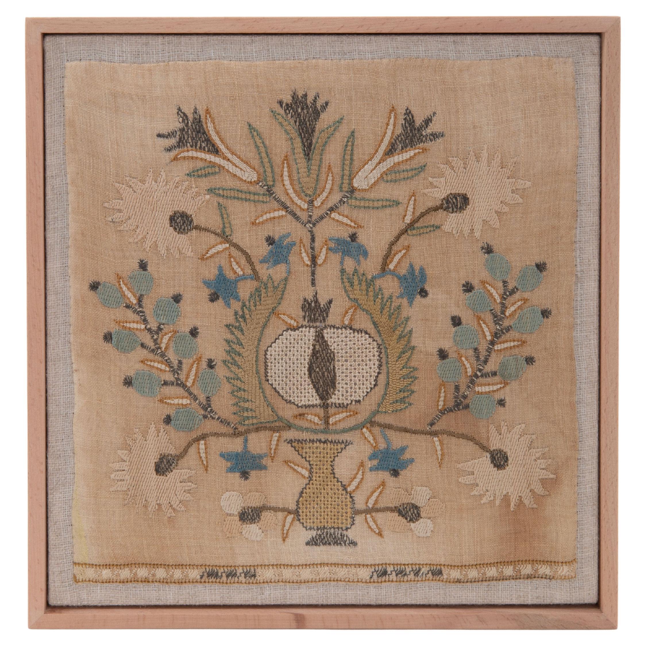 Fragment de broderie ottomane / Greet encadré, Turquie en vente