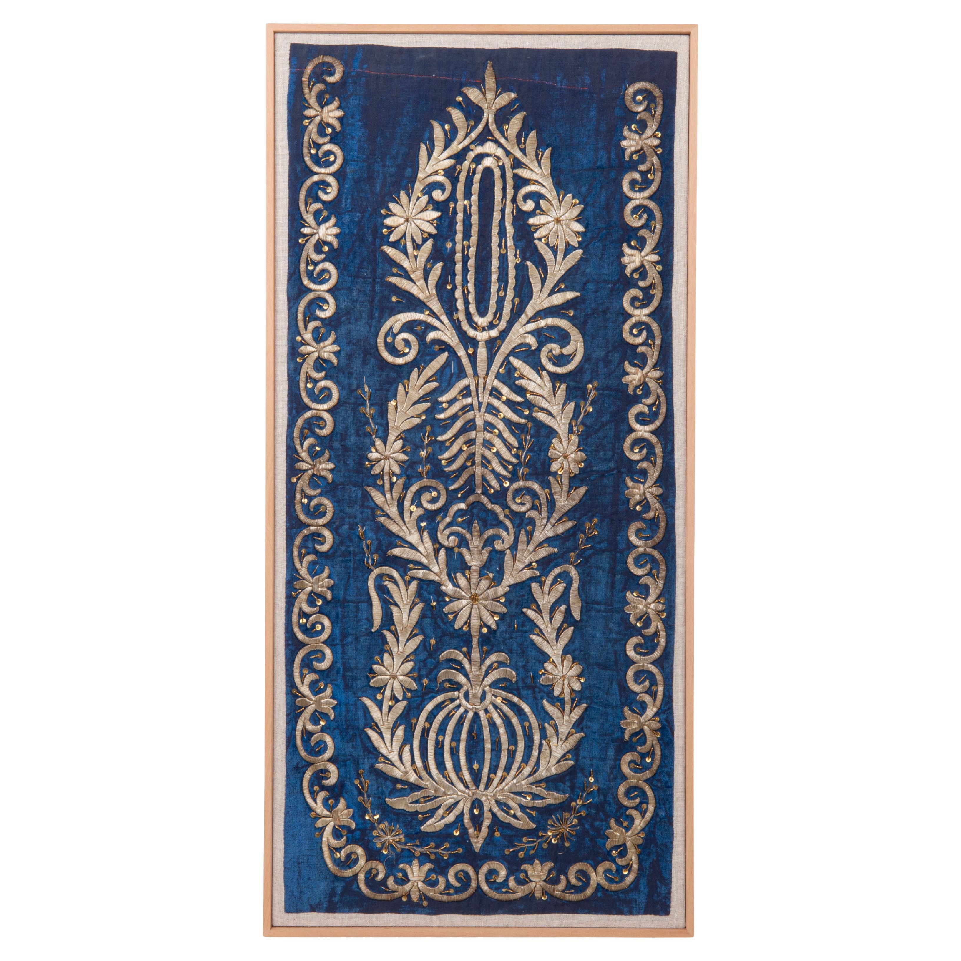 Framed Antique Ottoman Metallic Embroidery, Early 20th C.