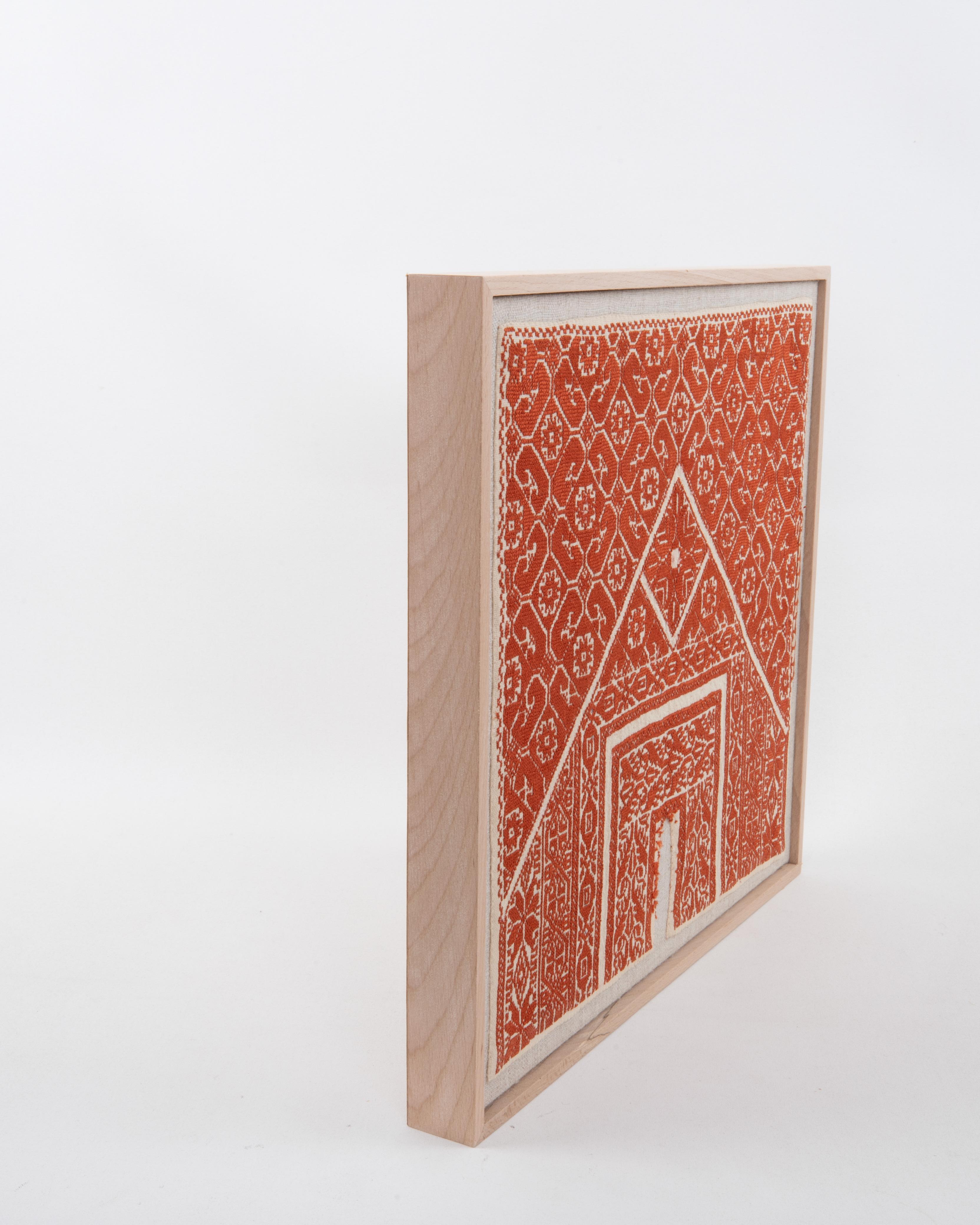 Brodé Framed Antique Palestinian Embroidery Fragment , Early 20th Century. en vente