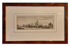Framed Antique Print of the City of Montfoort in The Netherlands, circa 1750