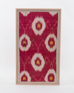 Framed Antique Silk and Cotton Ikat Fragment, 19th C.