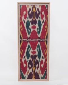 Framed Antique Silk and Cotton Ikat Fragment, 19th C.