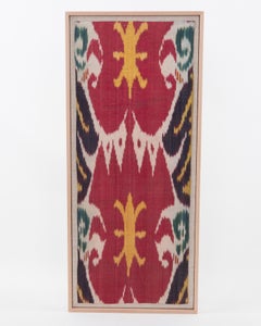 Framed Antique Silk and Cotton Ikat Fragment, 19th C.