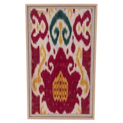Framed Antique Silk and Cotton Ikat Fragment, 19th C.