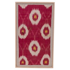 Framed Antique Silk and Cotton Ikat Fragment, 19th C.