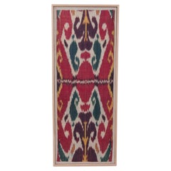 Framed Antique Silk and Cotton Ikat Fragment, 19th C.