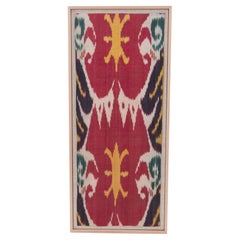 Framed Antique Silk and Cotton Ikat Fragment, 19th C.