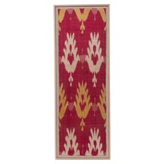 Framed Antique Silk and Cotton Ikat Fragment, Uzbekistan