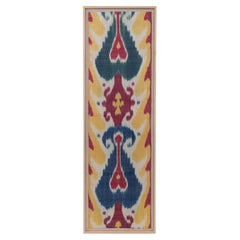 Framed Antique Silk and Cotton Ikat Fragment, Uzbekistan