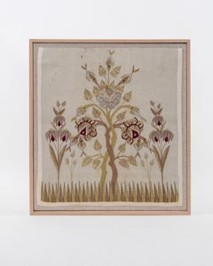 Framed Antique Silk and Metallic Tread Panel , Early 20th Century.