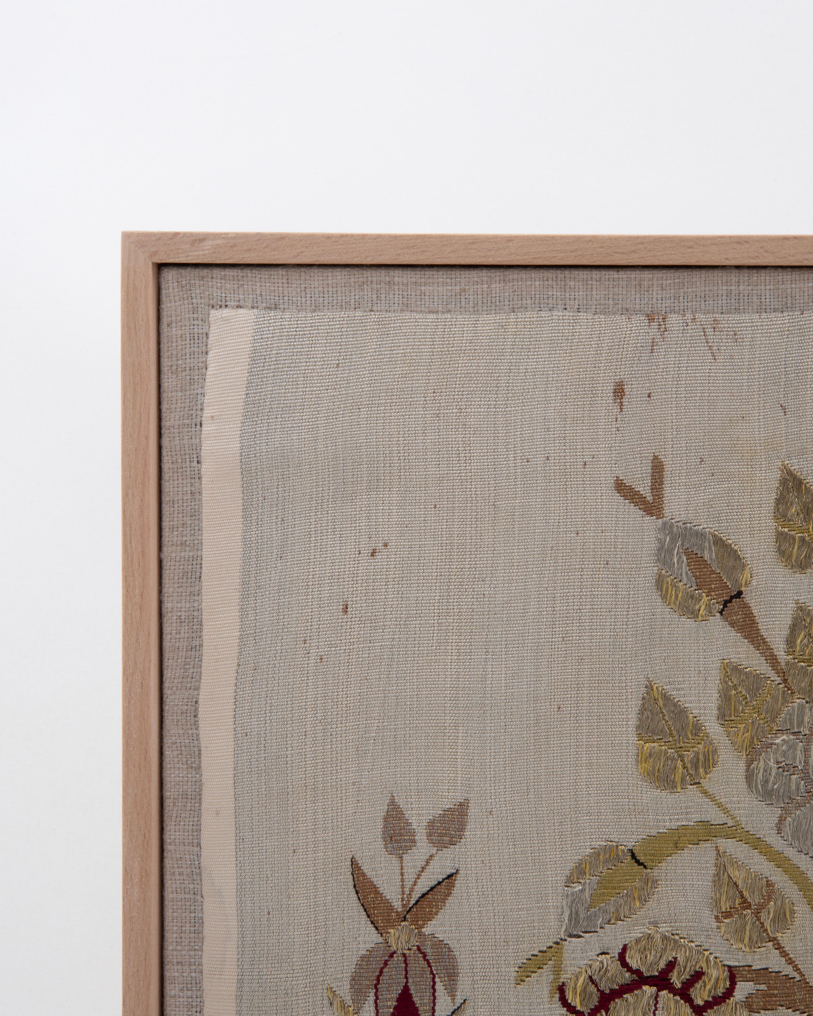Framed Antique Silk and Metallic Tread Panel , Early 20th Century. Libanés en venta
