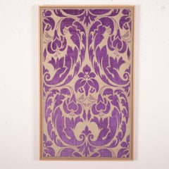 Framed, Antique Silk Cut Velvet Panel, Russia, Early 20th Century