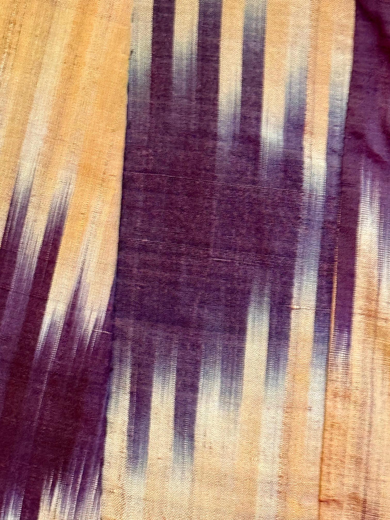 Gerahmte antike Seide Ikat Chapan Robe Zentralasien mit Provenienz im Angebot 11