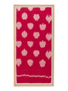 Framed Antique Silk Ikat Fragment , Uzbekistan early 20th C.