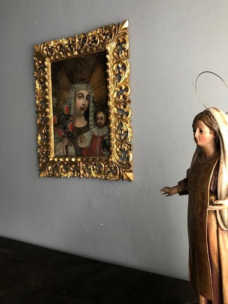 Framed Antique Spanish Colonial Painting Cuzco School For Sale at 1stdibs