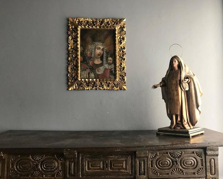 Framed Antique Spanish Colonial Painting Cuzco School For Sale at 1stdibs