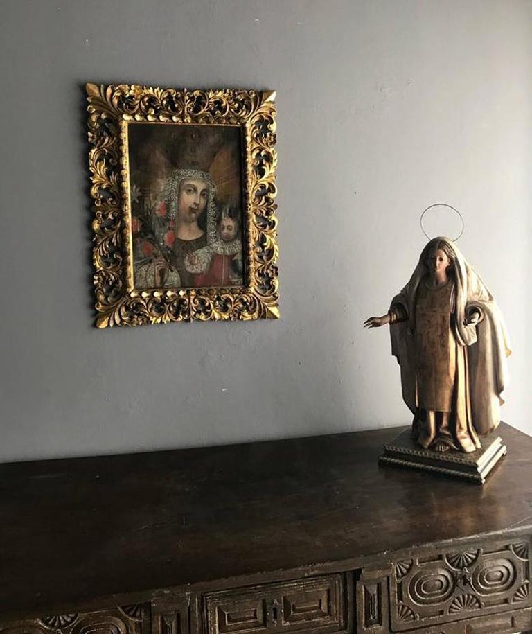 Framed Antique Spanish Colonial Painting Cuzco School For Sale at 1stdibs