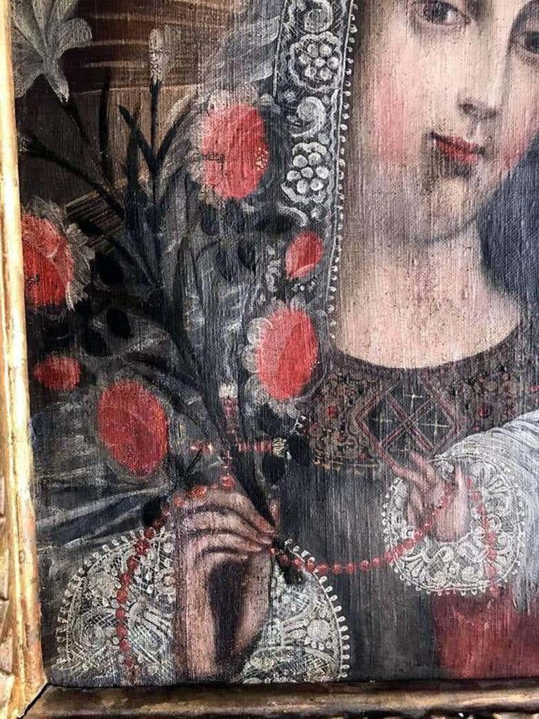 Framed Antique Spanish Colonial Painting Cuzco School For Sale at 1stDibs
