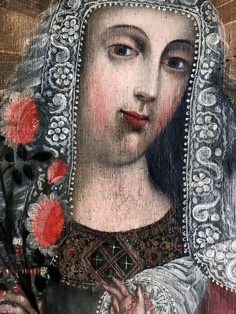 Framed Antique Spanish Colonial Painting Cuzco School For Sale at 1stdibs