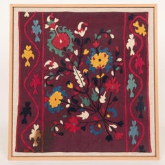 Framed Antique Suzani Fragment, 19th C.
