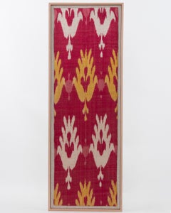 Framed Antique Silk and Cotton Ikat Fragment, 19th C.