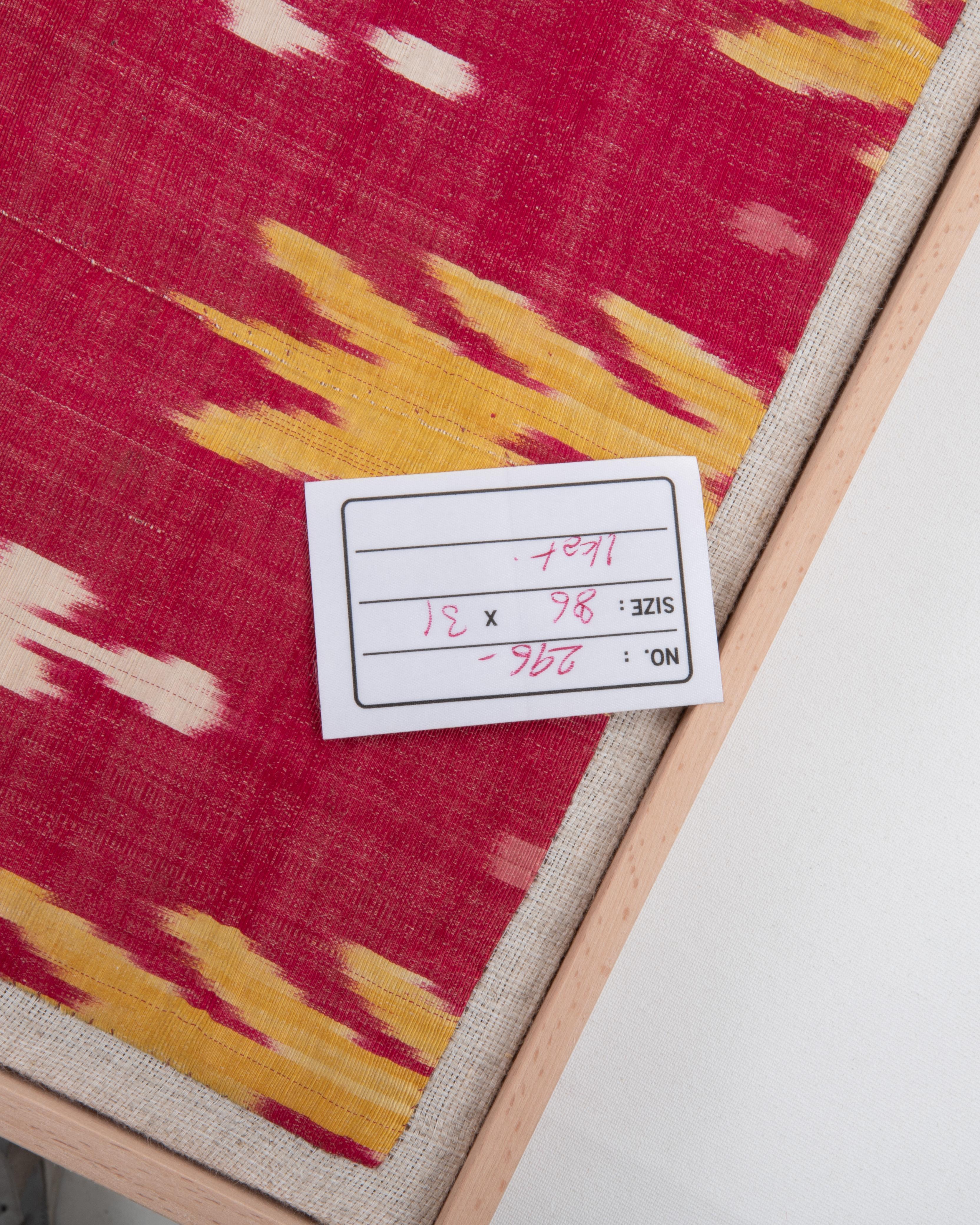 Framed Antique Silk and Cotton Ikat Fragment, 19th C. im Angebot 1