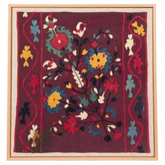 Framed Antique Suzani Fragment, 19th C.