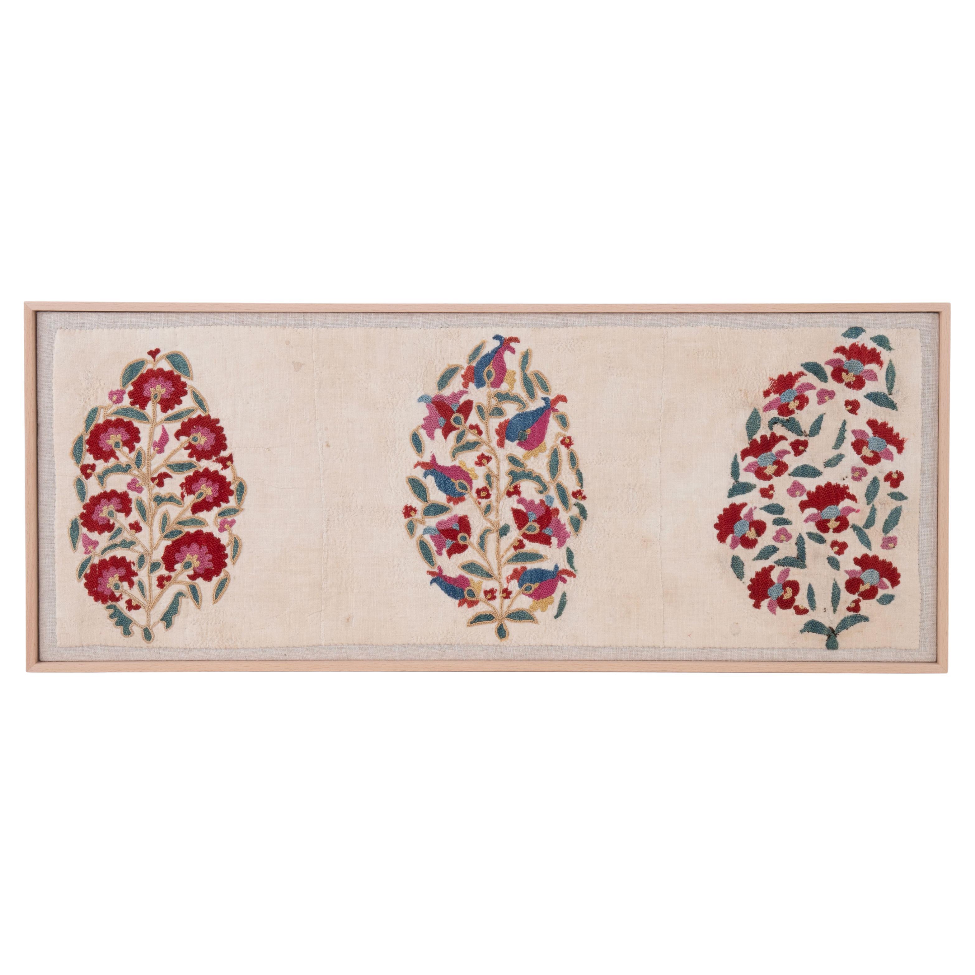 Framed Antique Suzani Fragment, 19th C.