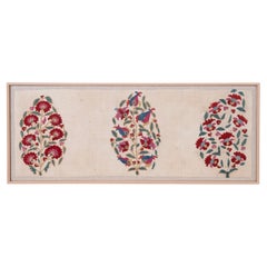 Framed Antique Suzani Fragment, 19th C.
