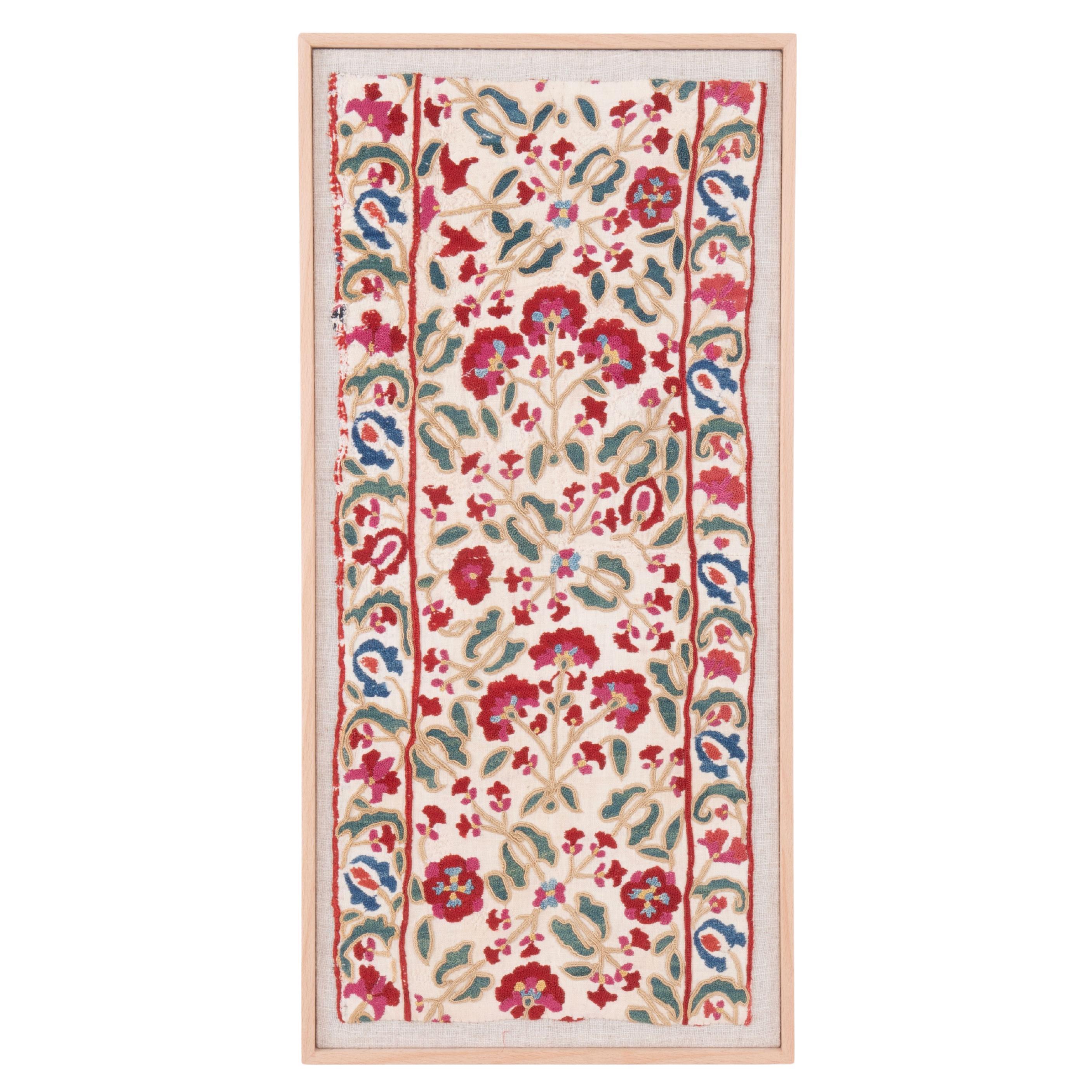 Framed Antique Suzani Fragment , 19th C.