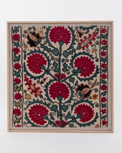 Framed Antique Suzani fragment, Tajikstan, 19th C.
