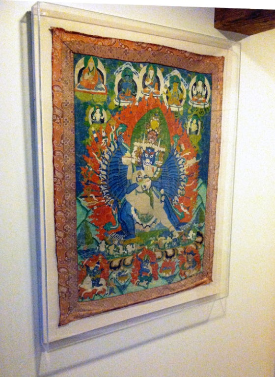 Textile Framed Antique Tibetan Buddhist Thangka For Sale