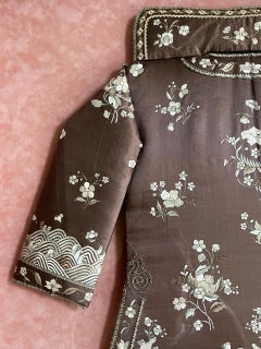 Framed Antique Two-Piece Chinese Embroidery Winter Jacket Ensemble