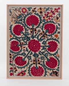 Fragment ancien encadré d'Ura Tube Suzani, Tadjikistan