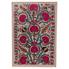 Framed Antique Ura Tube Suzani Fragment, Tajikstan