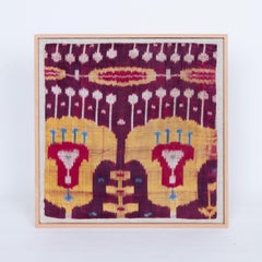 Framed Antique Uzbek Velvet Ikat Fragment, 19th C.