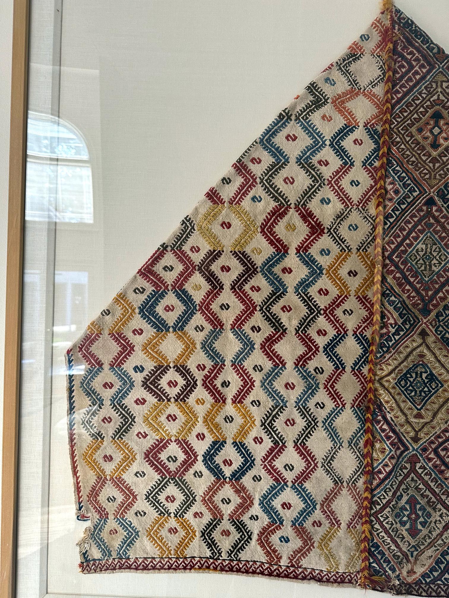 Turkish Framed Antique Woven Anatolian Woven Textile For Sale