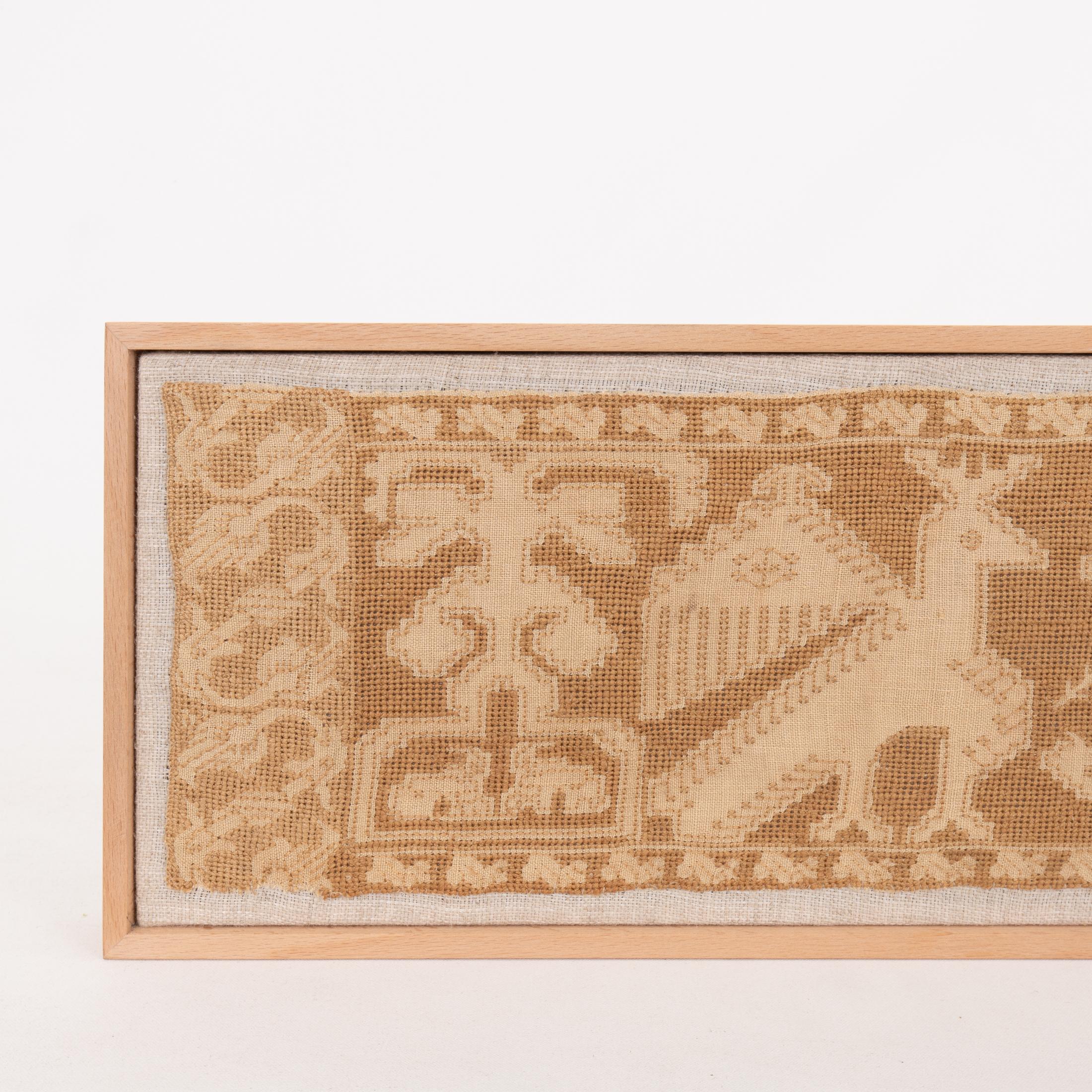 Embroidered Framed AntiqueItalianEmbroidery Fragment , 19th C. For Sale