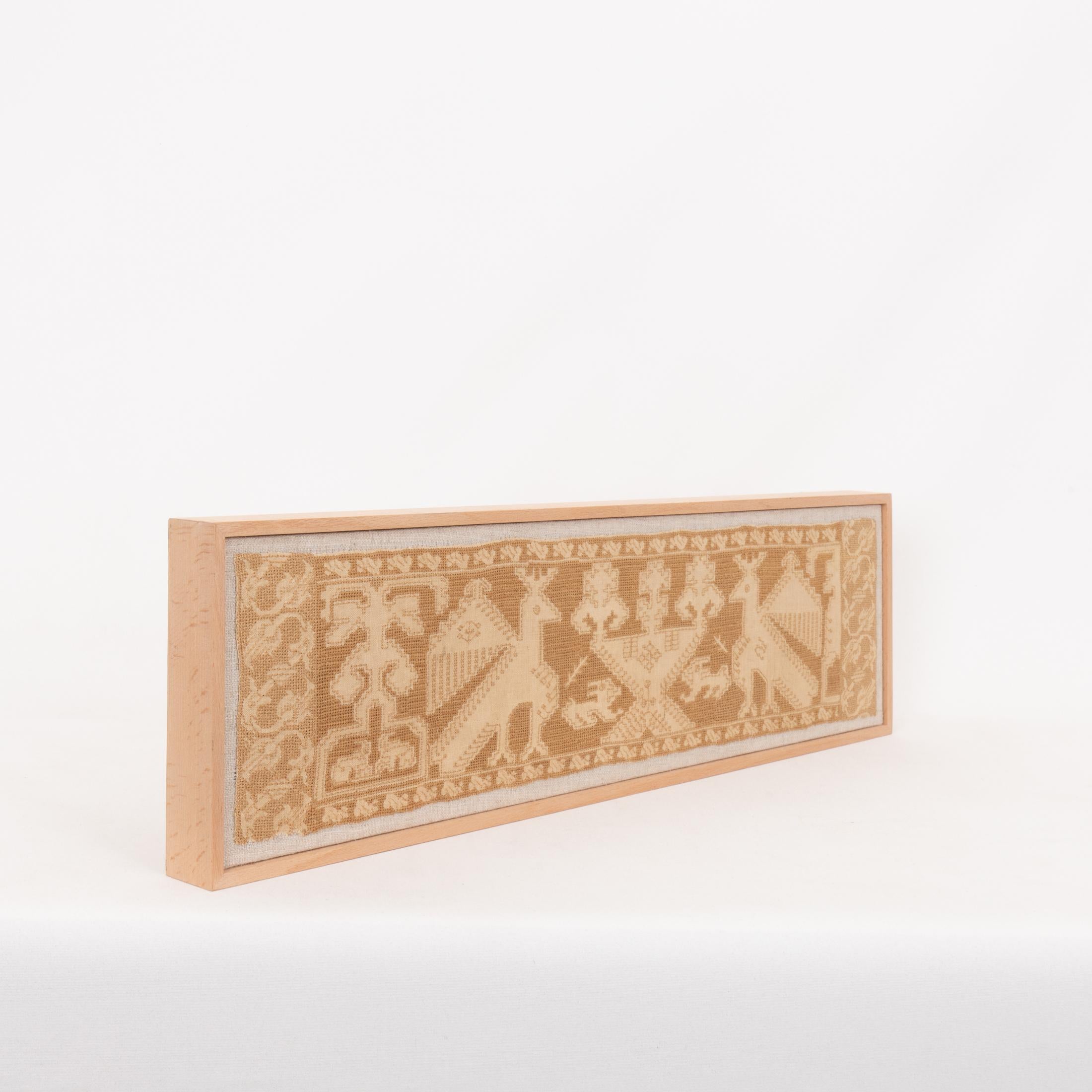 Silk Framed AntiqueItalianEmbroidery Fragment , 19th C. For Sale