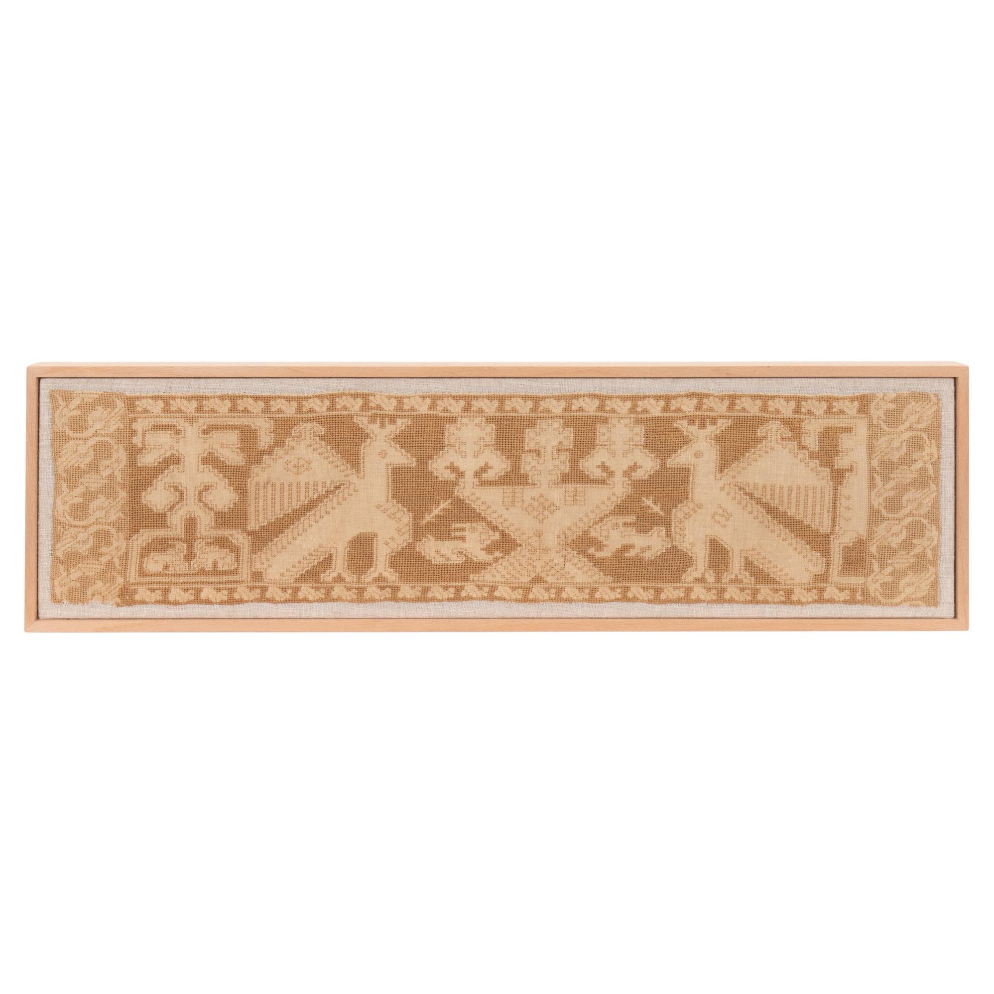 Framed AntiqueItalianEmbroidery Fragment , 19th C. For Sale
