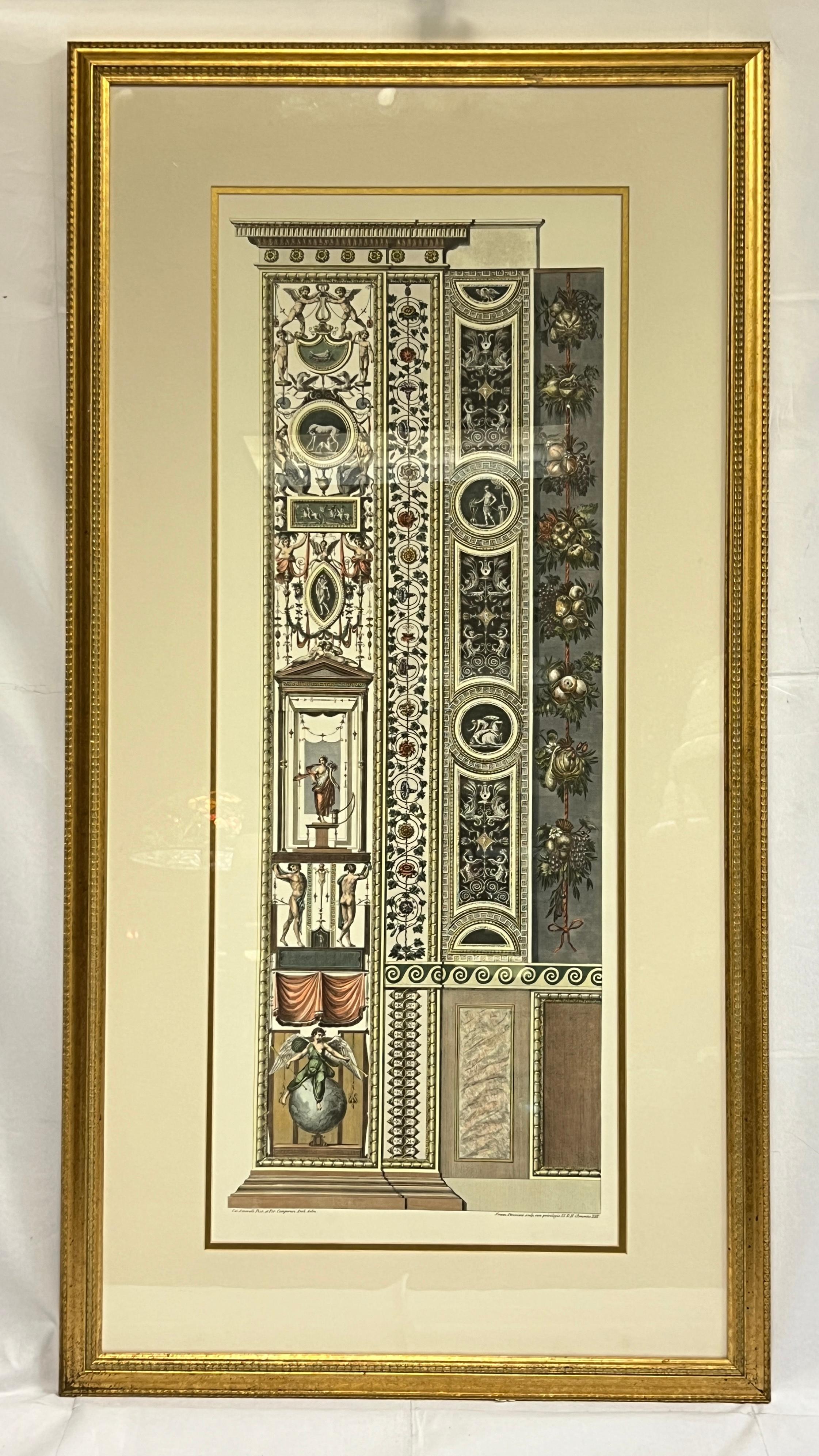 Renaissance Framed Architectural Print of Raphael's Loggia in the Vatican
