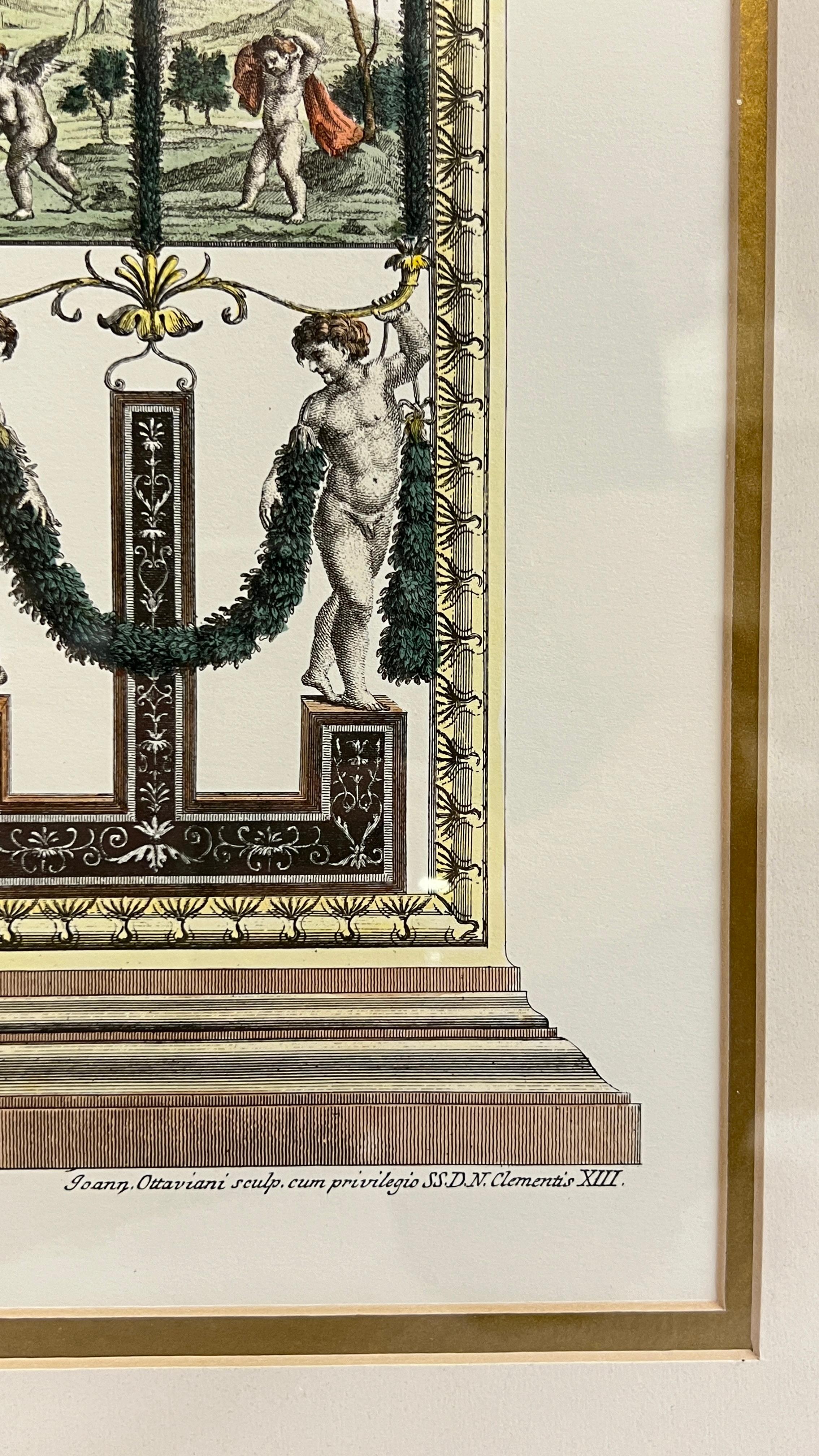 Renaissance Framed Architectural Print of Raphael's Loggia in the Vatican