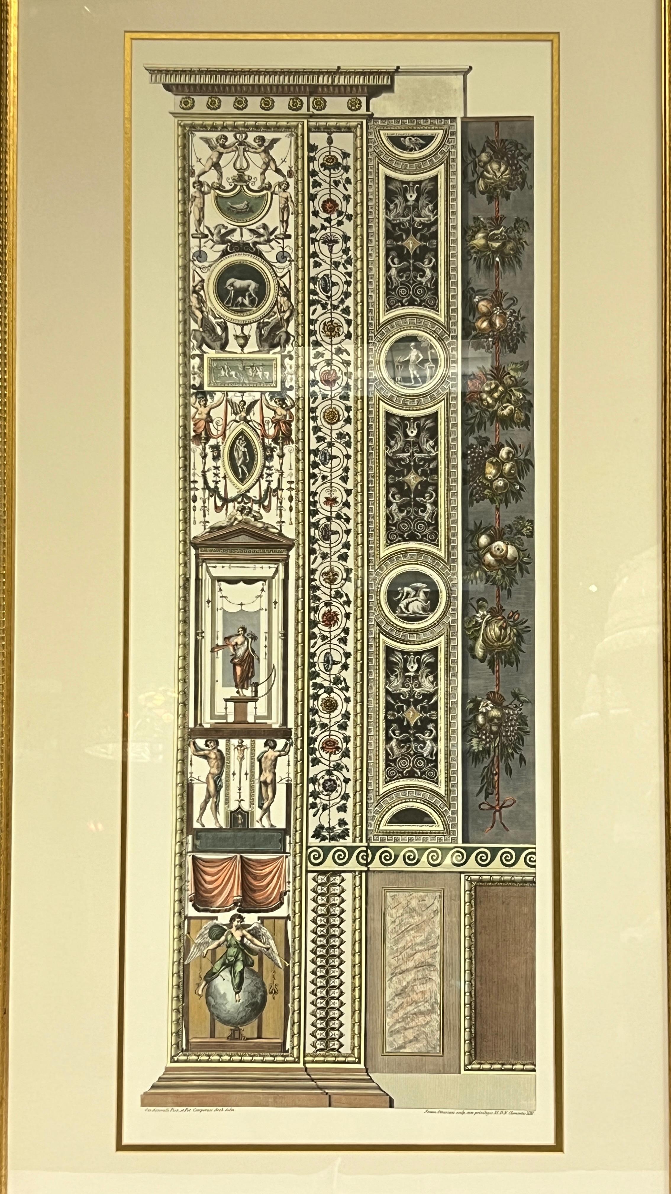 Gilt Framed Architectural Print of Raphael's Loggia in the Vatican