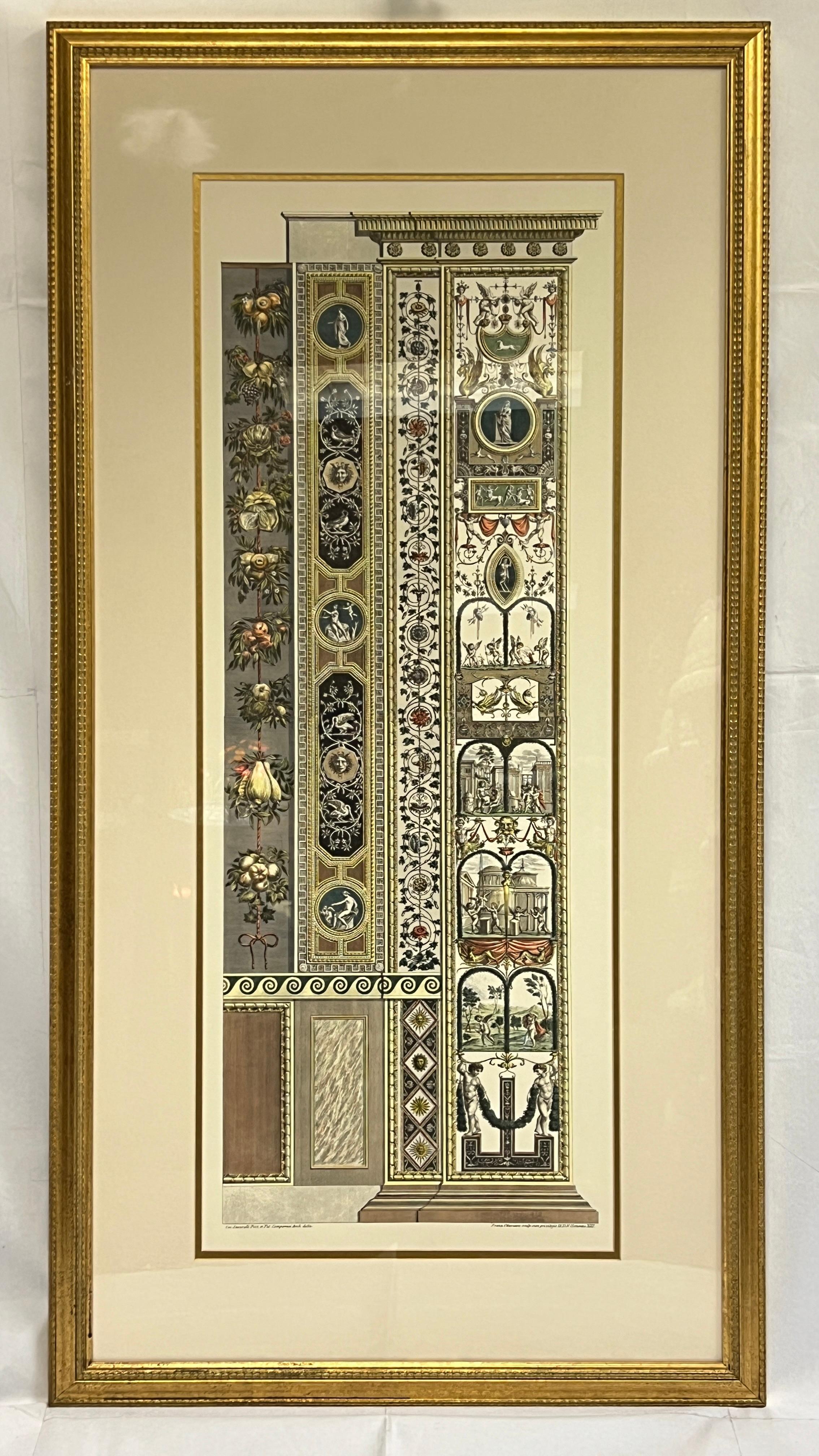 20th Century Framed Architectural Print of Raphael's Loggia in the Vatican