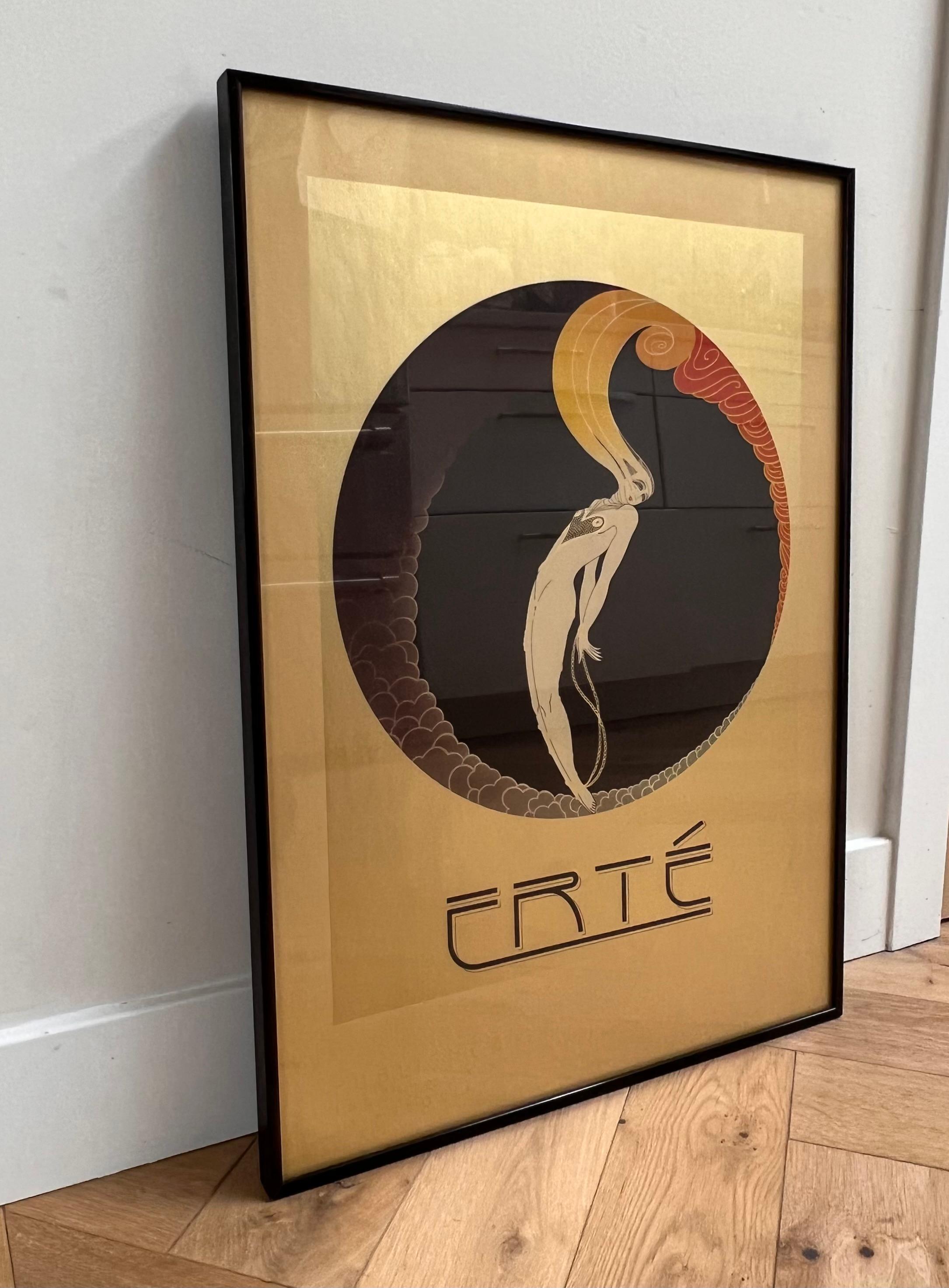 Metal Framed Art Déco Fine Art bondage Poster by Erté, 1970s