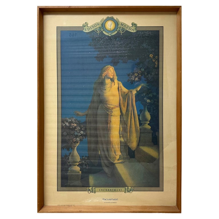 Framed Art Deco Maxfield Parish Edison Mazda Enchantment Calendar