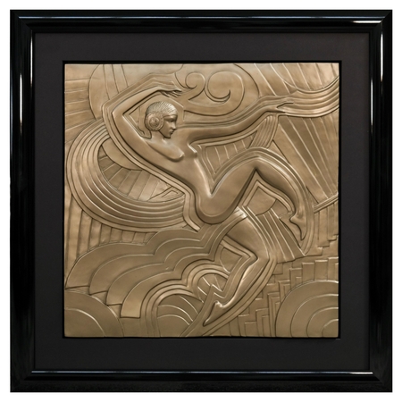 Framed Art Deco Resin Relief La Danse After Maurice Picaud and Folies Bergère